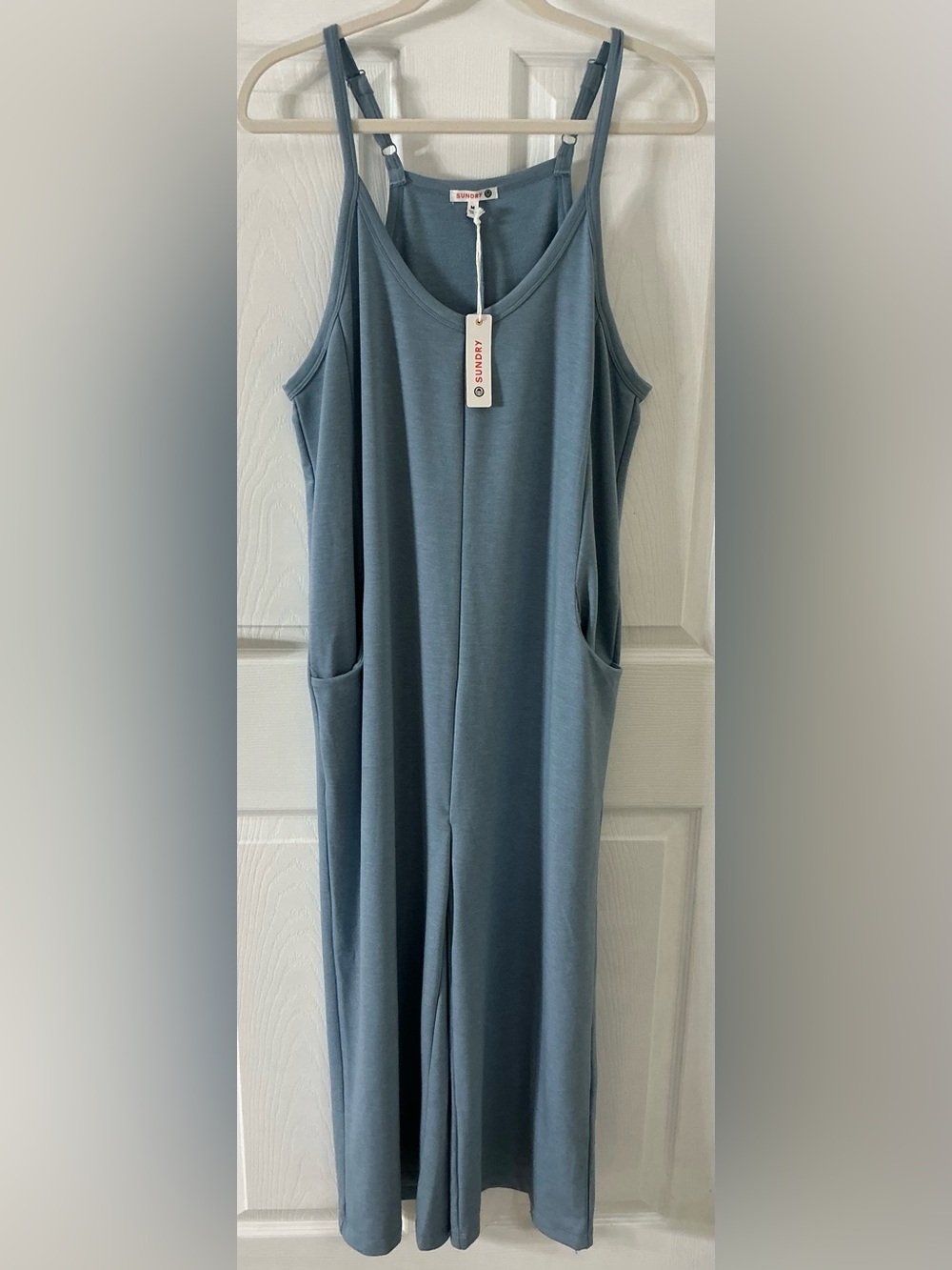 Sundry x Anthro Dusty Blue Cami Wide Leg Jumpsuit NWT M 2 - Picture 2 of 8